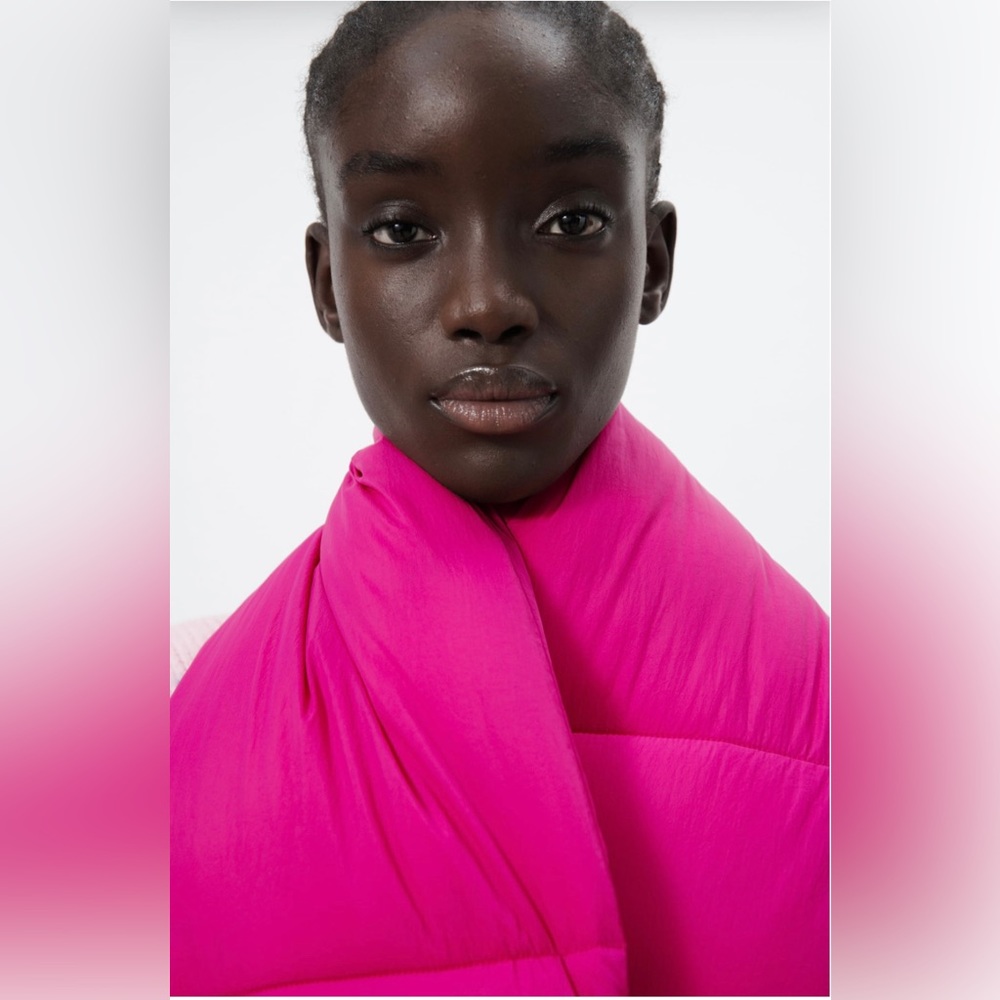 Zara Pink QUILTED SCARF - Picture 5 of 6